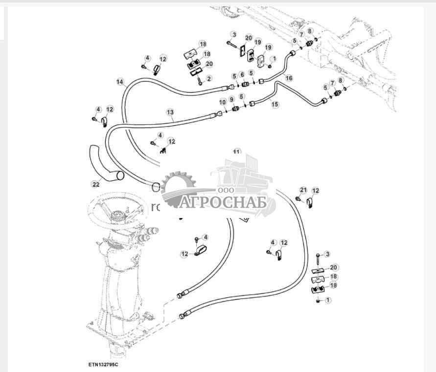 Гидравлические шланги рулевого управления, левая сторона, 4WD 